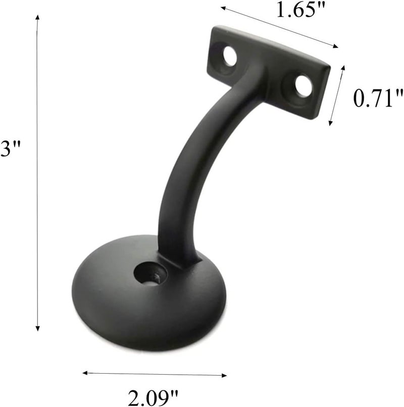 Langdoly - 3" Solid Heavy Duty Round Base Handrail Brackets for Staircase-Pack of 3 (Satin Black) - Image 2